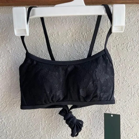 Wild Fable Size XXS Black Bikini Swim Top – Strappy Tie Front - Picture 2 of 4